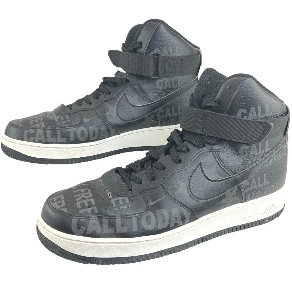 Nike Air Force‎ 1 High 07 Mens 11.5 Black Toll Free 1-800 Graphic Sneakers